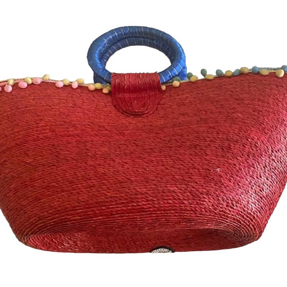 Evil Eye 🧿 embroidered straw beach bag - Picture 3 of 5